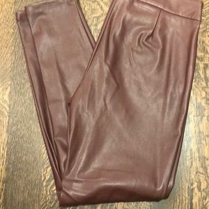 Ann Taylor burgundy/brown pleather pants size 6